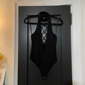 Express Black Low Cut Bodysuit